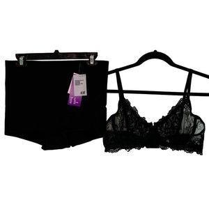 Lot of 2 Womens Shaper Bottom Tummy shortie and Lace Bra Black Size XL NWT 6248
